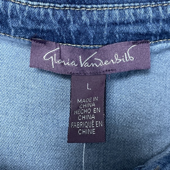 Gloria Vanderbilt Women's L Button-Up Blue Denim Shirt H1197 - Picture 5 of 8